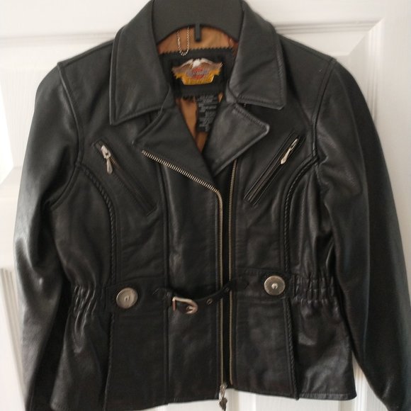 Black Harley Davidson Size XL W (Wide) Leather Jacket - Picture 1 of 16